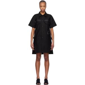 사카이 원피스 블랙 WTAPS 코튼 백 새틴 미니 드레스 251445F052011