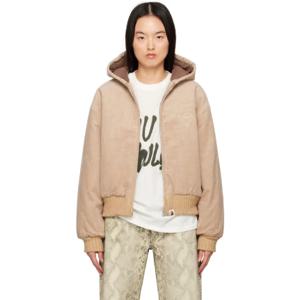 BAPE 보머 베이지 코듀로이 패딩 후디 재킷 242546F058000