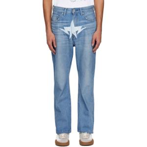 BAPE 청바지 블루 트윈 스타 루즈 핏 13oz 데님 진 242546M186008