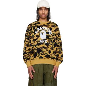 BAPE 스웨트셔츠 옐로우 퍼스트 카모 자카드 컬리지 스웨트셔츠 251546M204000