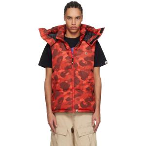BAPE 패딩 레드 컬러 카모 다운 베스트 242546M178017