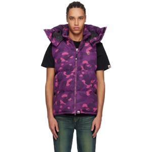BAPE 패딩 퍼플 컬러 카모 다운 베스트 242546M178016