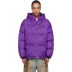 BAPE 패딩 퍼플 솔리드 카모 자카드 다운 재킷 242546M178023