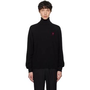 AMI Paris 터틀넥 블랙 아미 드 꾀흐 터틀넥 스웨터 242482M205009