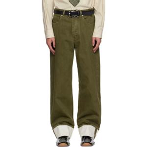 Bottega Veneta 청바지 카키 컬러 턴업 데님 진 251798M186005