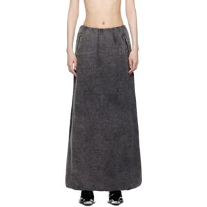 디젤 롱스커트 블랙 튤립 맥시 스커트 242001F093008