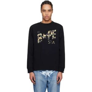BAPE 티셔츠 블랙 퍼스트 카모 베이프 스타 LS 티셔츠 251546M213070