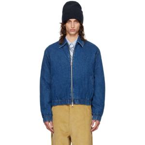 AMI Paris 청자켓 블루 아미 드 꾀흐 집업 데님 재킷 242482M177000