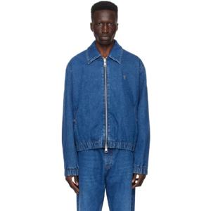 AMI Paris 청자켓 인디고 블루 아미 드 꾀흐 데님 재킷 241482M177000