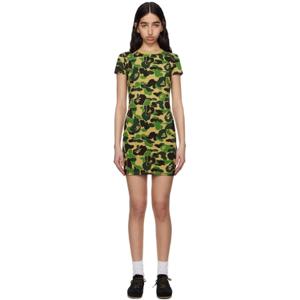 BAPE 원피스 카키 ABC 카모 저지 미니 드레스 251546F052000