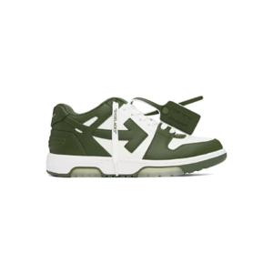 오프화이트 스니커즈 화이트   카키 아웃 오브 오피스 카프스킨 스니커즈 242607M237075
