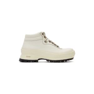 질샌더 앵클부츠 SSENSE 익스클루시브 오프 화이트 가죽 하이킹 부츠 221249F113105