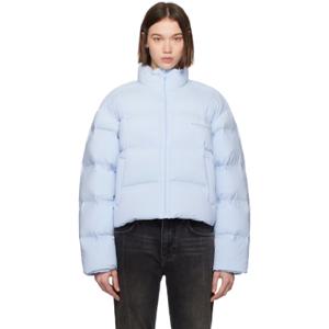알렉산더왕 패딩 블루 로고 크롭 다운 재킷 242187F061001