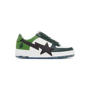 BAPE 스니커즈 화이트   그린 베이프 스타 OS 스니커즈 242546F128018
