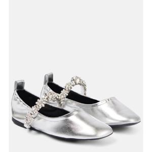 Stella McCartney Elsa 메탈릭 포 레더 발레리나 플랫 P00988468