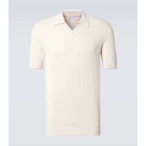 Brunello Cucinelli 리브 니트 코튼 폴로 스웨터 P01006955