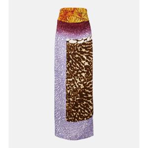 드리스반노튼 프린트 실크 미디 스커트 P01056898
