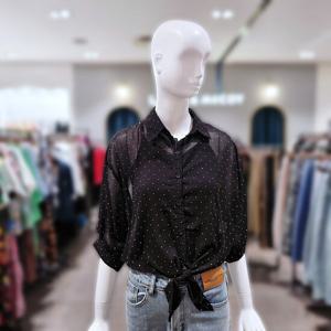 [르니앤맥코이] 시스루 쉬폰 큐빅 칠부 블라우스 MM06BL703