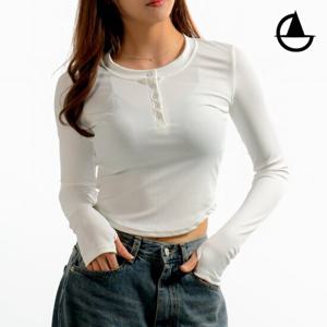 [그리니치]모달혼방 골지 버튼 핑거홀 헨리티셔츠 요가복 rs7084
