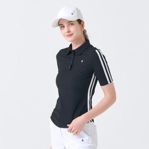 클리브랜드 나일론혼방 배색 여성 5부 반팔티셔츠_CGWTS223540BK