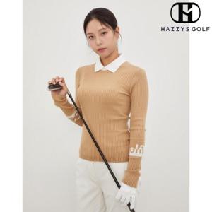 [헤지스골프] (HWSW4C922I2) 베이지 여성 골조직 카라 니트