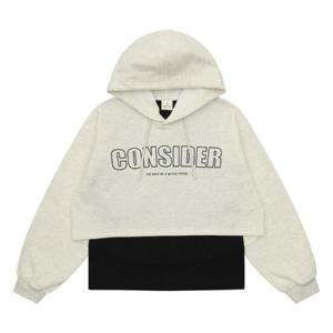 에꼴리에 sh06 언발 크롭 후드 레이어드티 23Rt453