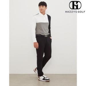 헤지스골프  (HUPA4C920BK)  24FW 블랙 남성 간절기 솔리드 밴딩 팬츠 (스트레이트 fit)