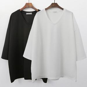 [아이우먼]빅사이즈무지티 G458L501 감성루즈브이넥7부티 NO