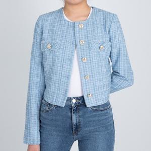 [게스] 여성 라운드넥 트위드 자켓 블루,핑크 YN1W2800