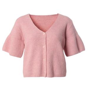 페이지플린  (F5ACA403) 브이넥 러플 크롭 반팔 가디건