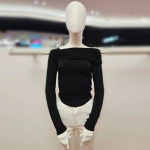 [부루앤쥬디] BBRCTS002C 여성 셔링 원 오프숄더 이너 긴팔 티셔츠