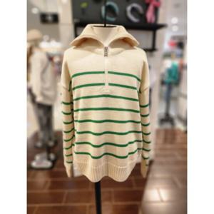 [블루테일울산](AWG4SW02GN)하프집업 그린 스트라이프 니트 스웨터 FW신상 굿럭템 남여공용