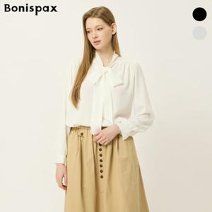 보니스팍스  리본넥 셔링 디테일 쉬폰 블라우스 (XP2SH011M0)