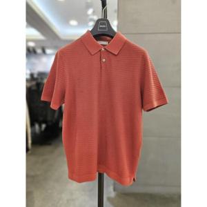 바쏘옴므 세이브존03 바쏘옴므 24 코랄레드 골지 면 혼방 PK카라 반팔 니트 WSAGY2WT55ACOA