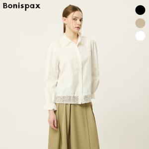 보니스팍스  펀칭 레이스 카라 프릴 블라우스 셔츠 (XP2SH023M0)