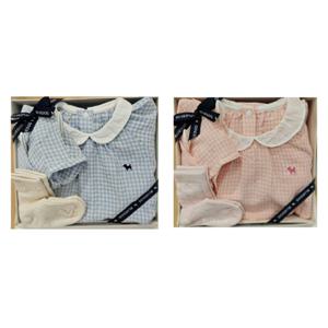 블루독베이비 우븐체크세트바디슈트+양말 45170-040-07-08