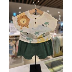 [블루독베이비] 25 SS(크림)정글포인트 상하세트(4531361002)  백일 돌 선물 조카 나들이 여름 출산 상하복