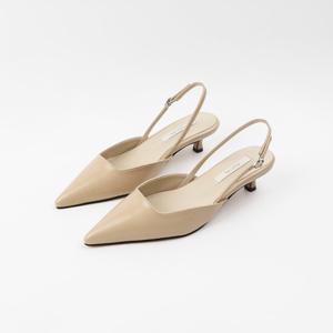 [신난다슈] 여성 슬링백힐 4cm 스틸레토 슬링백 샌들 구두 펌프스힐 미들힐 AG257815 베이지