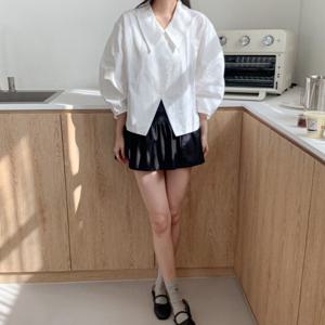 샵앤) 여성 빅카라 튤립 간절기 면 100 블라우스 SIU-WBL-4281-화이트