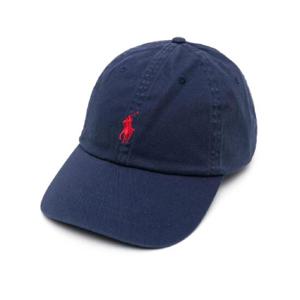 POLO RALPH LAUREN 로고 자수 디테일 블루 코튼 맨 야구 모자 710548524014