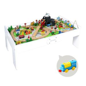 [토도리브로]토도리브로 원목 전동기차놀이 90P 테이블세트 화이트
