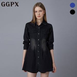 [GGPX] 워싱 데님 핀턱 웨이스트 미니 원피스 (GP2OP014F)