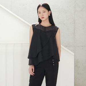 [에고이스트]언발 러플 포인트 민소매 블라우스 ER2WB362