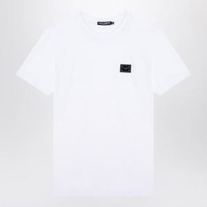 돌체앤가바나 로고 플라크 화이트 크루넥 티셔츠 G8PT1TG7F2I W