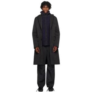 사카이 코트 블랙 믹스 인조 스웨이드 코트 232445M176000