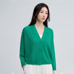 [플리츠미][플리츠미] 시스루 V넥 숏 니트 가디건_EKCDM225006
