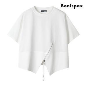 보니스팍스  사선 지퍼 배색 반팔 티셔츠 (XP4TS024M0)