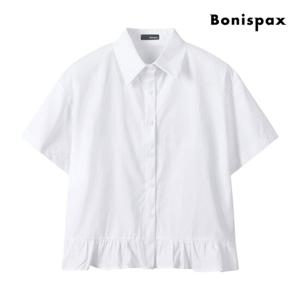 보니스팍스  밑단 프릴 포인트 반팔 셔츠 (XP4SH024M0)