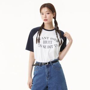 플라스틱아일랜드  (PR2CH464) 라글란 배색 티셔츠