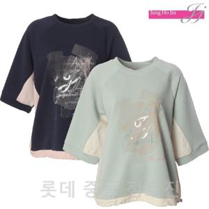 [정호진]밑단 스트링 면혼방 반팔 블라우스 JJ2B315P